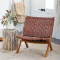 Woven Leather Folding Chair with Brown Wood Frame Available in Black or Brown Roche River Decor