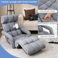 6 Position Adjustable Floor Sofa Bed, Folding Lazy Sofa Chaise Lounger Recliner with Armrests & Footrests for Living Room, Bedroom & Gaming
